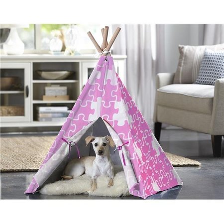 MERRY PRODUCTS Merry Products PTP0050203100 Pink Puzzle Pet Teepee Tent; Medium PTP0050203100